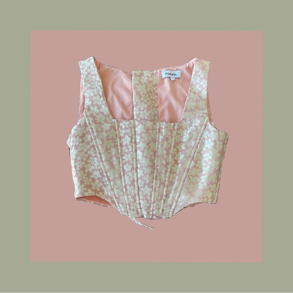 Pomelo Tops - Pomelo Corset with Embroidery Florals